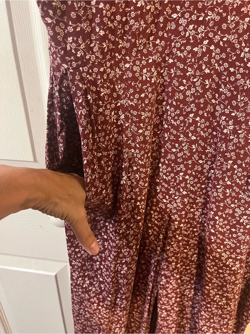 Abercrombie & Fitch Floral Jumpsuit Mauve/White Flowy Wide Leg Tie Back Zip (S) - Picture 3 of 7
